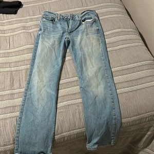 light worn blue jeans